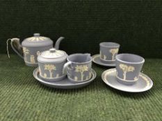 A tray of Wedgwood International society Brewster Cream jug, lidded sugar basin and tray,