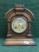 An oak late nineteenth century American mantle clock by Ansonia Clock company New York