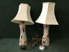 A pair of Maling Harlequin table lamps with shades