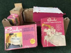 A box of Sindy furniture and accessories