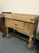 A reclaimed pine butcher's block fitted a drawer