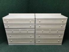 A pair of contemporary limed oak G-plan six drawer chests