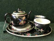 A Cetem ware trinket tray, plate, together with two Cetem ware miniature fish bowls planters,