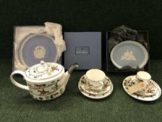 A tray of Wedgwood bone china teapot, cup and saucer,