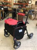 A mobility shopping basket with seat