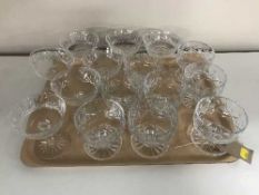 A tray of eight Brierley lead crystal sundae dishes and set of six lead crystal glasses