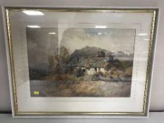 A late 19th century watercolour by David Law - rural farming scene