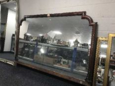 A large Victorian mahogany framed sideboard mirror back only