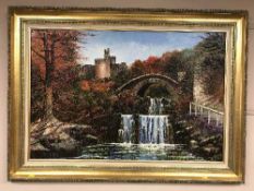 Dallas K. Taylor : A waterfall, oil on board, signed, framed.