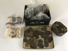 A tin of pre-decimal British Coins,