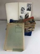 A box of collection of scarp books, Hollywood photo albums, magazines,