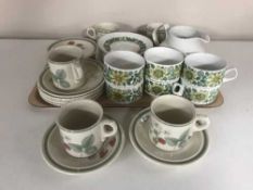Two trays of Wedgwood Raspberry Cane tea china, Pontsa tea china, commemorative ware,