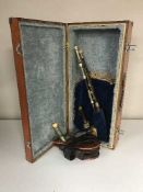 A set of Northumbrian pipes in box