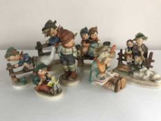 A collection of seven Goebel figures - book worm,