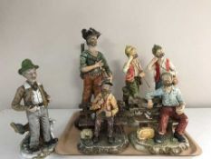 A tray of six pottery Capo di Monte style figures