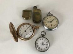 A cased Waltham pocket watch together with a Smiths Empire pocket watch,