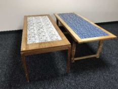 A Danish teak rectangular coffee table and one other