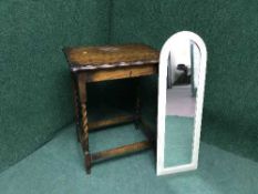 An oak barley twist occasional table together with a hall mirror