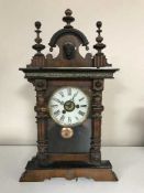 A late nineteenth century continental mahogany mantle clock