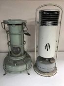 A vintage Aladdin pink paraffin heater and one other