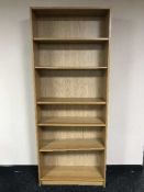 A set of open bookshelves