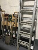 An aluminium extension ladder, pair of folding steps,