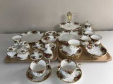Thirty five pieces of Royal Albert Old Country Roses tea china and cabinet pieces