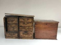 A mixed wood miniature oriental writing desk,