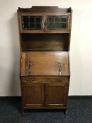An oak Art Nouveau bureau bookcase