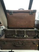 Three mid 20th century luggage cases