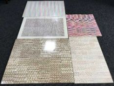 Twelve mid 20th century vinyl samples mounted on board