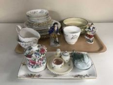 A tray of twenty two pieces of Colclough bone china, Royal Doulton Made for Liberty bowl, figures,