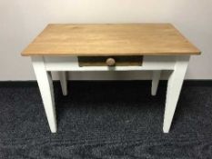 A painted flap sided kitchen table fitted a drawer