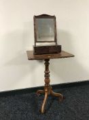A Victorian mahogany pedestal table together with a mahogany toilet mirror fitted with two drawers