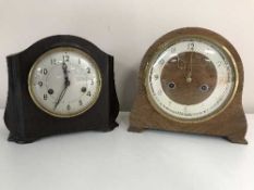 A mahogany cased Smiths Enfield mantel clock and one other (2)
