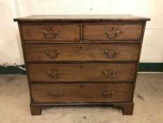 A Georgian mahogany chest of five drawers