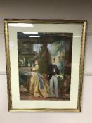20th century school : Victoria and Albert in palace interior, watercolour, 54 cm x 69 cm, framed.