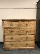A Victorian satin birch five drawer chest,