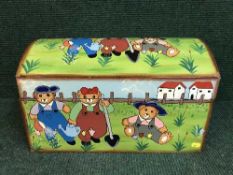 A child's painted toy box