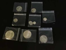 Victoria; Crown, Double Florin, Half crown, Florin, Shilling, Sixpence and Threepence, all 1887.