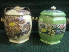 Two Maling lidded caddies