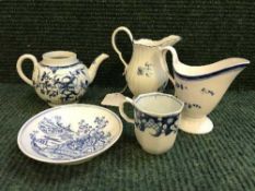 An eighteenth century blue and white china teapot, probably Worcester,