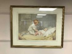 Ernest Longmate : A young child caring for a baby, watercolour, signed, framed.