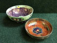 Two Maling lustre fruit pattern dishes