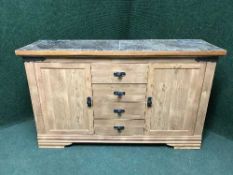A pine tiled topped sideboard