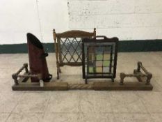 An oak barley twist fire curb,