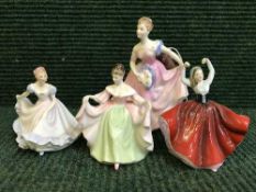 Five Royal Doulton figures - Invitation and four other Doulton lady figures