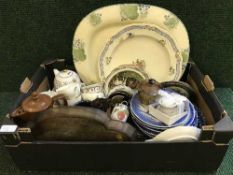 Two boxes of Polish china tea set, Royal Copenhagen plates,
