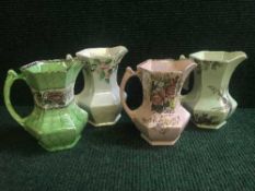 Four Maling lustre jugs