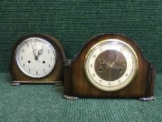 An oak cased Smiths mantel clock and one other